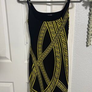 Papermoon Black and Yellow Patterned Midi Dress